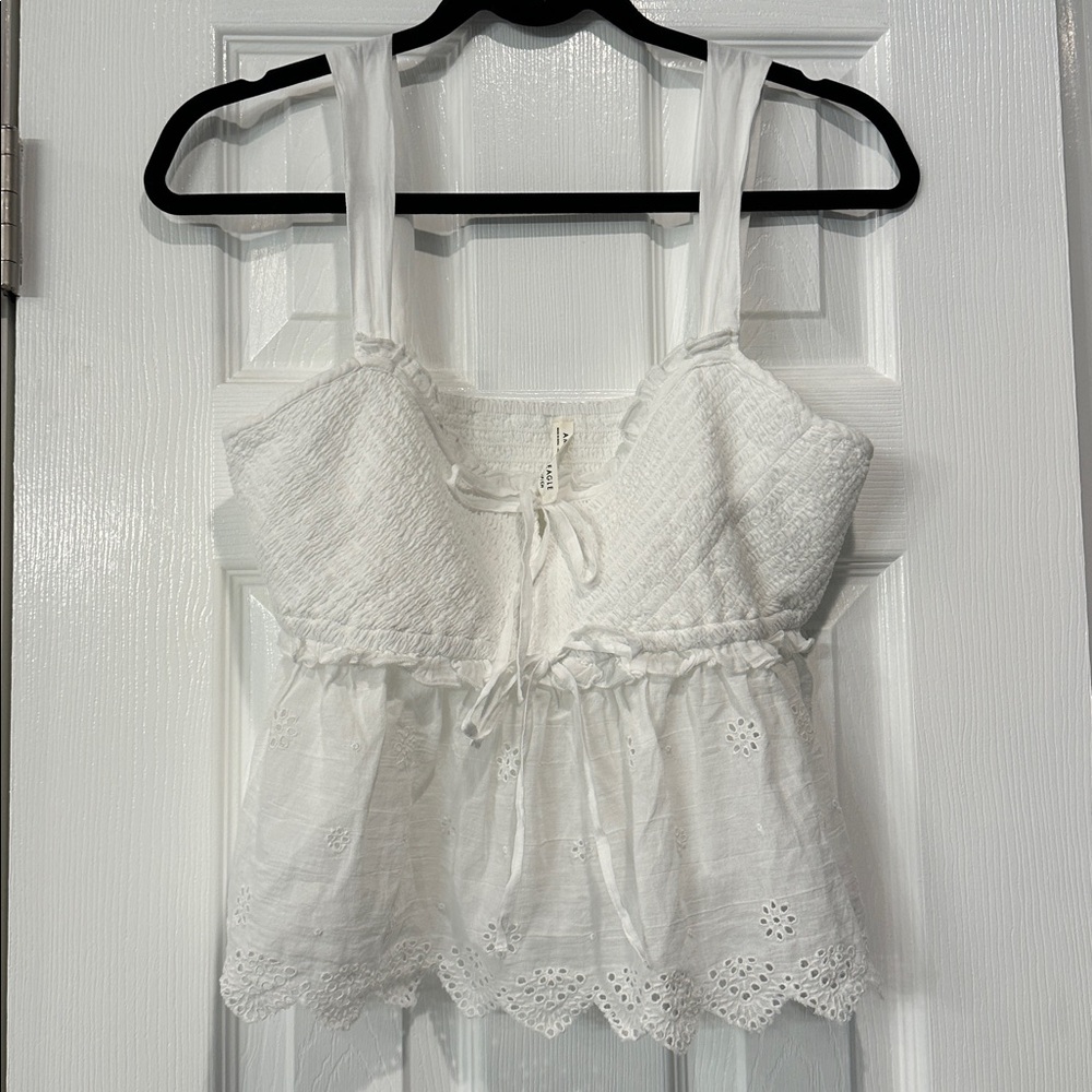 American Eagle Outfitters White Lace Tank Top